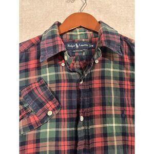 VTG Ralph Lauren Flannel‎ Plaid  Button Up Shirt Mens Medium Classic Fit
